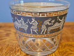 Vintage Cera Glass MCM Etruscan Frieze GLASS ICE BUCKET USA Made MINT