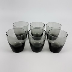 Set of 6 Libbey Classic Smoke Gray Lowball Old Fashion Rock Glasses Exc Cond.