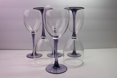 6 Lavender Stem Wine Glasses Cristal D’Arques Durand 7 7/8 » Purple