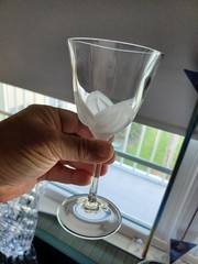Set of (6) JG Durand Cristal 6 5/8″ Wine Glasses Frosted Petal Florence Pattern.