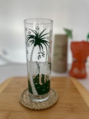Set of 5 Vintage 7″ Libbey Tropical Tiki Palm Tree MCM Highball Glasses