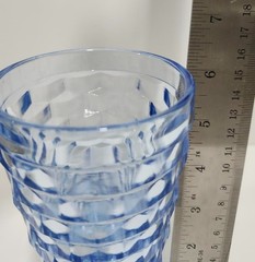 Stunning Vintage Indiana Glass Whitehall Cubist Ice Blue Footed Tumblers – Set 4