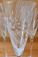 Franklin Mint Les Fleurs de Champagne Crystal Glass Set 12 w/ Cards COA Complete