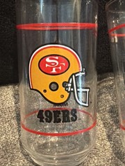 2 Vintage Libbey Brand San Francisco NFL Mobil Gas Promotional Drinking Glasses