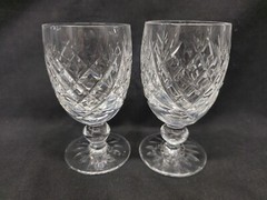 Waterford Crystal Donegal Pattern 4 3/4 Inch Wine Claret Glass Ireland Pair