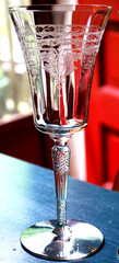 Vtg DECO Set 2 Morgantown CORINTH Water Goblets OPTIC ETCH 767 Stem 7654 c1931