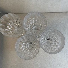 4 CRISTAL D’ARQUES DURAND BRETAGNE 6 1/2″ WINE GLASSES 1990-1996 TEARDROP DESIGN