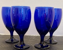 Vintage New Libbey Fun-Damentals Cobalt Dynasty Iced Tea Glasses Goblets Set 4