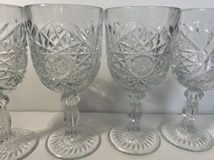 4 Vnt Libby STAR OF DAVID Hobstar Starburst Goblets Glasses Water Wine 12oz 7.25