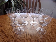 Wine Etched Floral Blown Smooth Stem 10 Oz Capacity – Set of 6 Glasses