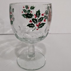 Set of 4 Bartlett Collins Thumbprint Holly Pattern MCM Goblets MidCentury
