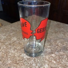 Vintage LOVE SPREADS GERMS Kissing Faces Tumbler Glass Valentine’s Day VERY RARE