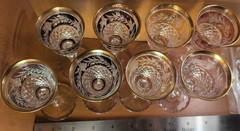 Ebeling & Reuss Marchioness Gold Rim Cut To Clear Crystal Sherry Glass set of 8