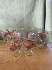 Hazel Atlas Pheasant Pitcher, 6 Glasses, 2 Shot Glasses, Shaker+lid & Ice Bucket