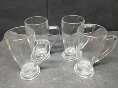 4 ITALY FIDENZA CLEAR BEER GLASS MUGS 16 OZ