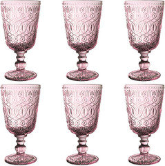 Vintage Glassware Purple Water Goblets Drinking Colored Wine Glasses set of 6 Pi