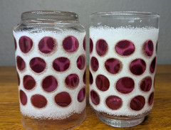 Vintage Libbey Cranberry Concord Frosted Drinking Glasses Retro Polka Dot Glass