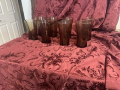 Vintage Anchor Hockings Mocha Tawny Brown Tumbler Drinking Glasses Set of 8