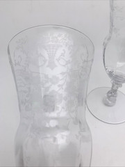 Set of 2 Cambridge Glass Etched Portia Clear Stemmed ICED TEA GOBLETS 7-1/2″H