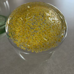3 Handblown Granite Roly Poly Glasses di Sciacca 6oz Clear Red Yellow Green Base