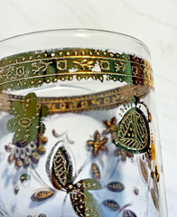 Set of 2 VINTAGE MCM CULVER Gold Chantilly 5-5/8″ 10 oz. Flat Tumblers EUC