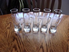 Etched Handled Shot Glasses Vintage – Set of 5