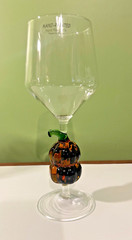 DOUBLE Jack-O-Latern GLASS STEM WINE GLASS *** NEW