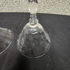 Vintage Etched Floral Crystal Cocktail Glasses Set 2 Clear Decorative Stemware