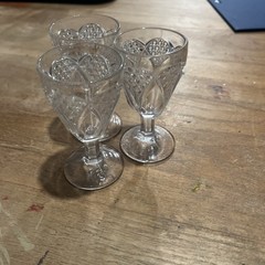 Vintage Imperial Glass Malvern Pecorah Tulip & Cane 3.5″ Wine Goblets Set 3