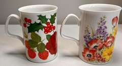 Roy Kirkham Bone China Mugs Covent Garden Summer Garden Set England Floral Fruit