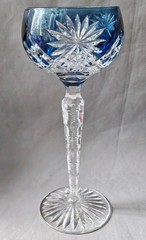 Antique Bohemian Cobalt Blue Glass w/ Zipper Cut Stem 7.5 Inches NM