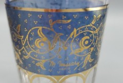 Vintage Pair of MCM M Missary Paris France Blue Gold Juice Glasses