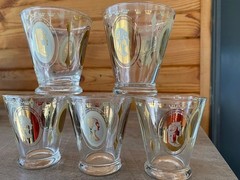 MCM Vtg. Set 5 Royal Lady Portrait Shot Glasses Gold Cleopatra/Jospehine…