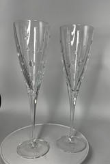 JG Durand Cristal d’Arques Celebration Champagne Flutes 10” Bubble Crystal Set 2