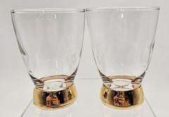 Set of 2 Vintage Cocktail Glasses Weighed Gold Bottom 5 Ounces
