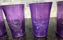 VTG MCM Indiana 5 Glasses Purple Juice Time Glasses Embossed Fruit See Detail