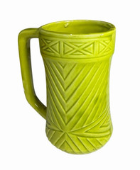Vintage 1960s Westwood Japan Lime Green Ceramic Tiki Mug Barware