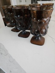 Vintage Noritake Spotlight Walnut Brown Thumbprint Wine/Water Goblet