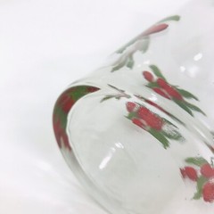 Libbey Clear Glass Juice Carafe Tomato Leaf VINTAGE Breakfast RED GREEN EUC RARE