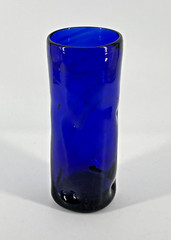 Cobalt Blue Glass Handmade Tumbler Flower Vase Glass Dimpled Rough Bottom