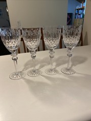 4 Queen by Rogaska 24% Full Lead Crystal Water Wine Goblets Glasses 9 1/4″