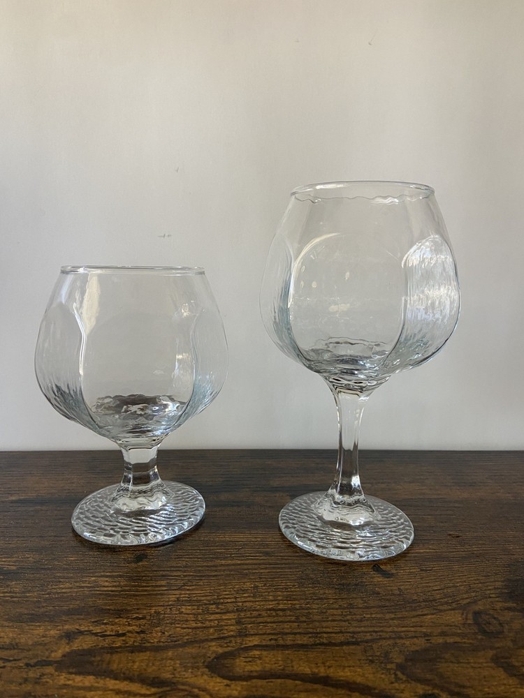 Pair of Vintage Libbey Chivalry Hexagon Shaped Wine Glasses Water Goblets