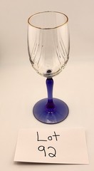 Lenox Lead Crystal Wine Glass Swag Drape Cobalt Blue Stem 22K Gold Rim 8″ H