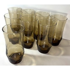 Vintage Libbey Apollo Tawny 5 3/8″ Tumblers MCM Brown Flared Glasses Set of 8