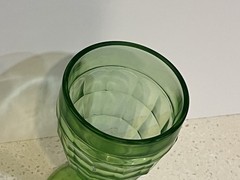 VINTAGE HAZEL ATLAS GREEN URANIUM GLASS GOBLET COLONIAL BLOCK –