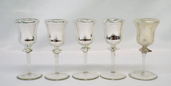Antique Vintage Mercury Glass Silver Nitrate Cordial Set of 10 Mirror Stemware