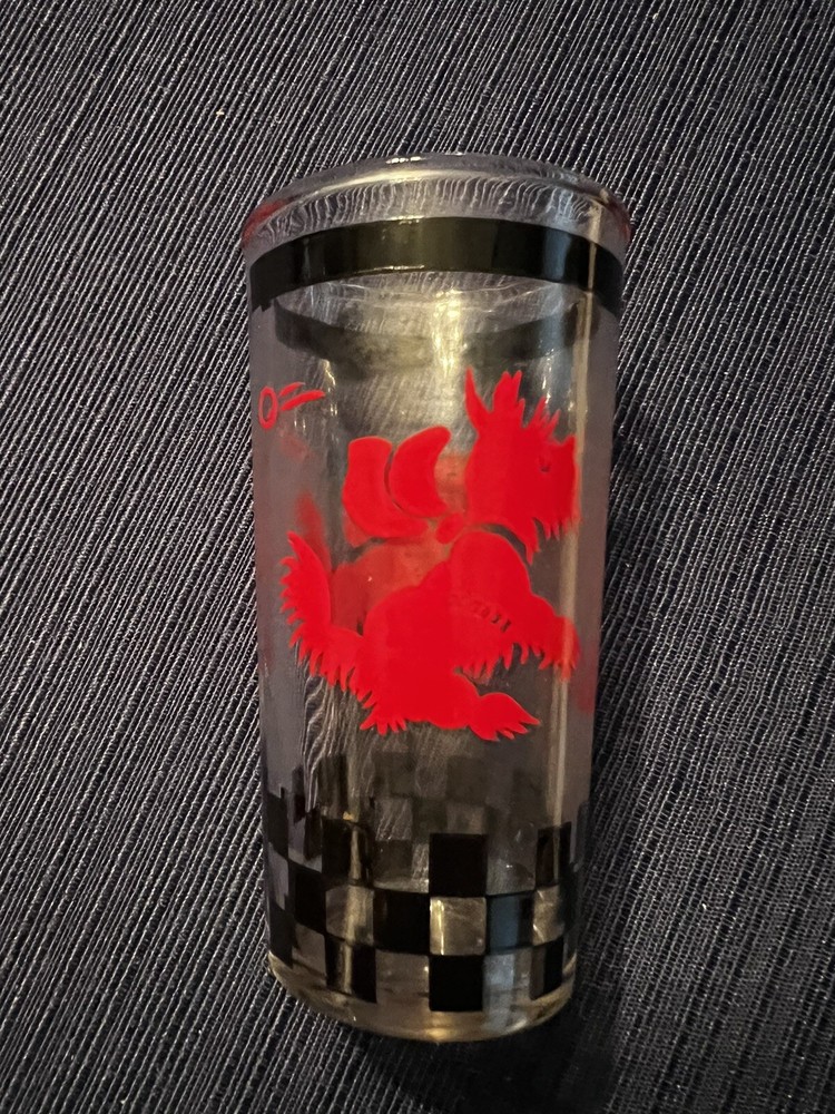 Vtg Hazel Atlas Scottie Dog Juice Glass Jelly Jar Checkered Red Black
