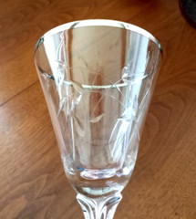 4 VTG Fostoria CRYSTAL WATER / WINE GLASS Bridal Belle PLATINUM RIM Etched USA