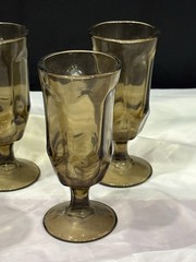 Five (5) D2Z1 by Duz Crystal 6 1/2” Smoke Brown Water Goblets