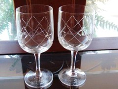 Crystal Cordial Criss Cross Intersecting Lines 6 oz 5 1/4 in – Set of 2